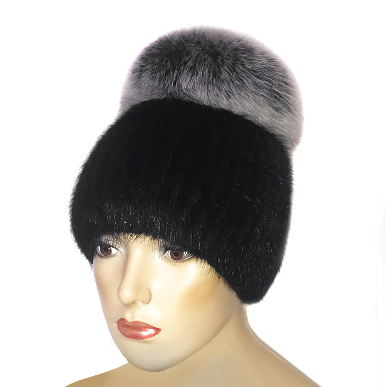 Хутряна шапка з одатри з меленим песцем "Бон"