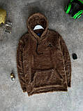 Худі чоловіче Adidas плюшеве коричневе тепле м'яка кофта плюш із капюшоном молодіжна, фото 5