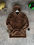 Худі чоловіче Adidas плюшеве коричневе тепле м'яка кофта плюш із капюшоном молодіжна, фото 6