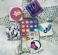 Фигурка на торт сахарное украшение из мастики набор Мобильный телефон и социальные сети Tik-Tok Musically