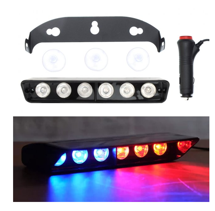 Стробоскоп поліцейський 12V DRL 103*31*15 мм 6 LED "KING S9", синій з червоним (KG-5170)