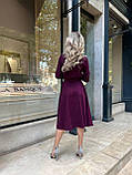 Вельветове плаття міді з поясом марсала, фото 4