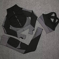 Жіночий костюм для фітнесу XL сіро-чорний