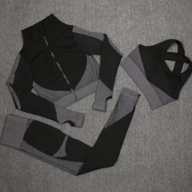 Жіночий костюм для фітнесу XL сіро-чорний, фото 1