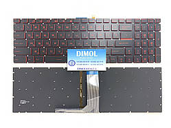 Оригінальна клавіатура для ноутбука MSI GT72, GS60, GS70, WS60, GE62, GE72, GF75, GL62, GL72 series, rus, black, червоне підсвічув