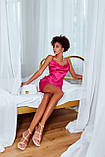 Жіноча шовкова сукня-комбінація міні Люкс малина (різні кольори) ХС С М Л, фото 4