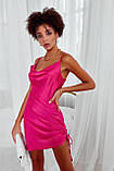 Жіноча шовкова сукня-комбінація міні Люкс малина (різні кольори) ХС С М Л, фото 5