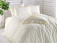 Комплект постільної білизни з вареного бавовни полуторний розмір Limasso Еxclusive Snow White