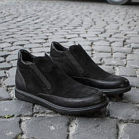 Черные мужские ботинки из натурального нубука 44 размер