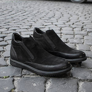 Чорні чоловічі черевики з натурального нубуку 44 розмір