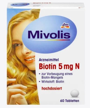 Комплекс Миволис Mivolis Биотин 5 мг. для здоровья волос, кожи, ногтей ...