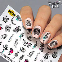 Декор для манікюру Слайдер-дизайн наклейки на нігті для манікюру водні Fashion Nails М245
