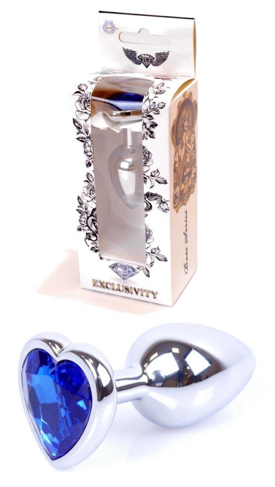 Серія Anal Plug Boss - ювелірні вироби Silver Heart Plug Dark Blue S, BS6400050, фото 1