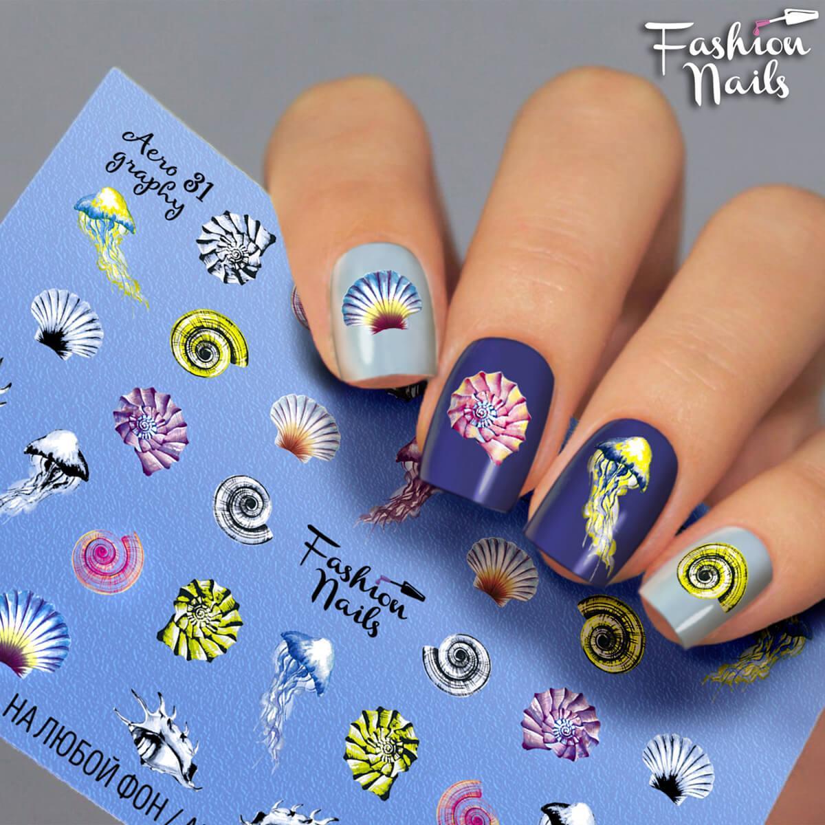 Слайдери водні наклейки для нігтів Fashion Nails Aero 31