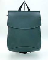 Качественный молодежный сумка-рюкзак зеленого цвета с фурнитурой никель