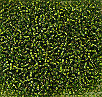 Бисер Miyuki Round Rocailles 11/0 цвет - зеленый оливковый с серебристой серединкой 10г