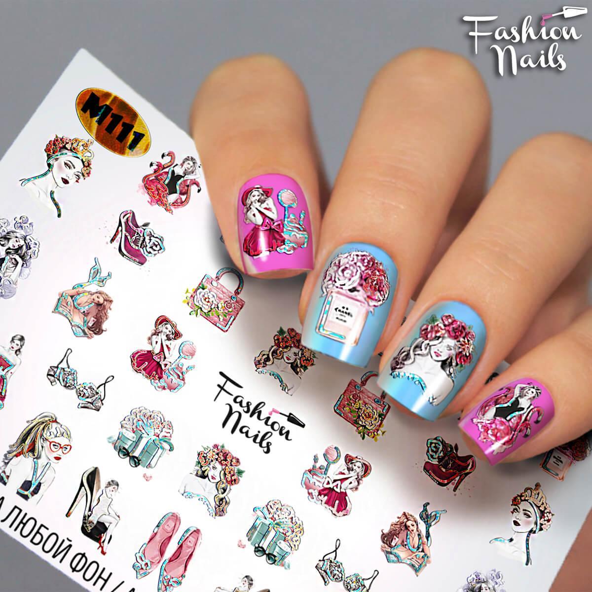 Слайдери водні наклейки для дизайну нігтів Fashion Nails М111