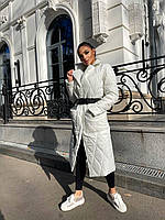 Женское стеганное пальто на запах с поясом фастекс и карманами (р. S-L) 5pt225