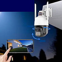 Уличная охранная поворотная WIFI камера наблюдения Besder P10-8MP 3,6 мм с сиреной. iCSee