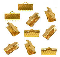 Зажим для ленты браслетов цвет золото 20 мм соединитель для лент 15 шт