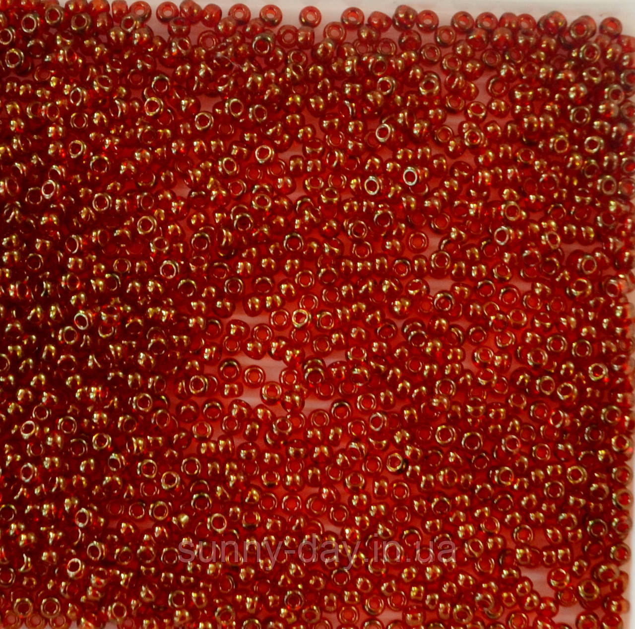 Бісер Miyuki Round Rocailles 11/0 колір - темно червоний з золотистим блиском, фото 1