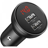 Автомобильное зарядное устройство для Baseus Digital Display Dual USB 4.8A Car Charger 24W Grey (CCB