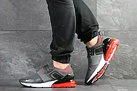Мужские кроссовки Nike Найк, сетка, кожа, пена, серые с красным 44