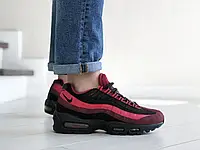 Мужские кроссовки Nike Найк 95, кожа, сетка, пена, бордовые с черным. 44