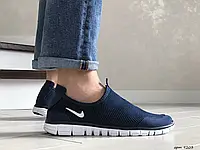 Мужские кроссовки Nike Найк Free Run 3.0, сетка, пена, синие с белым. 46