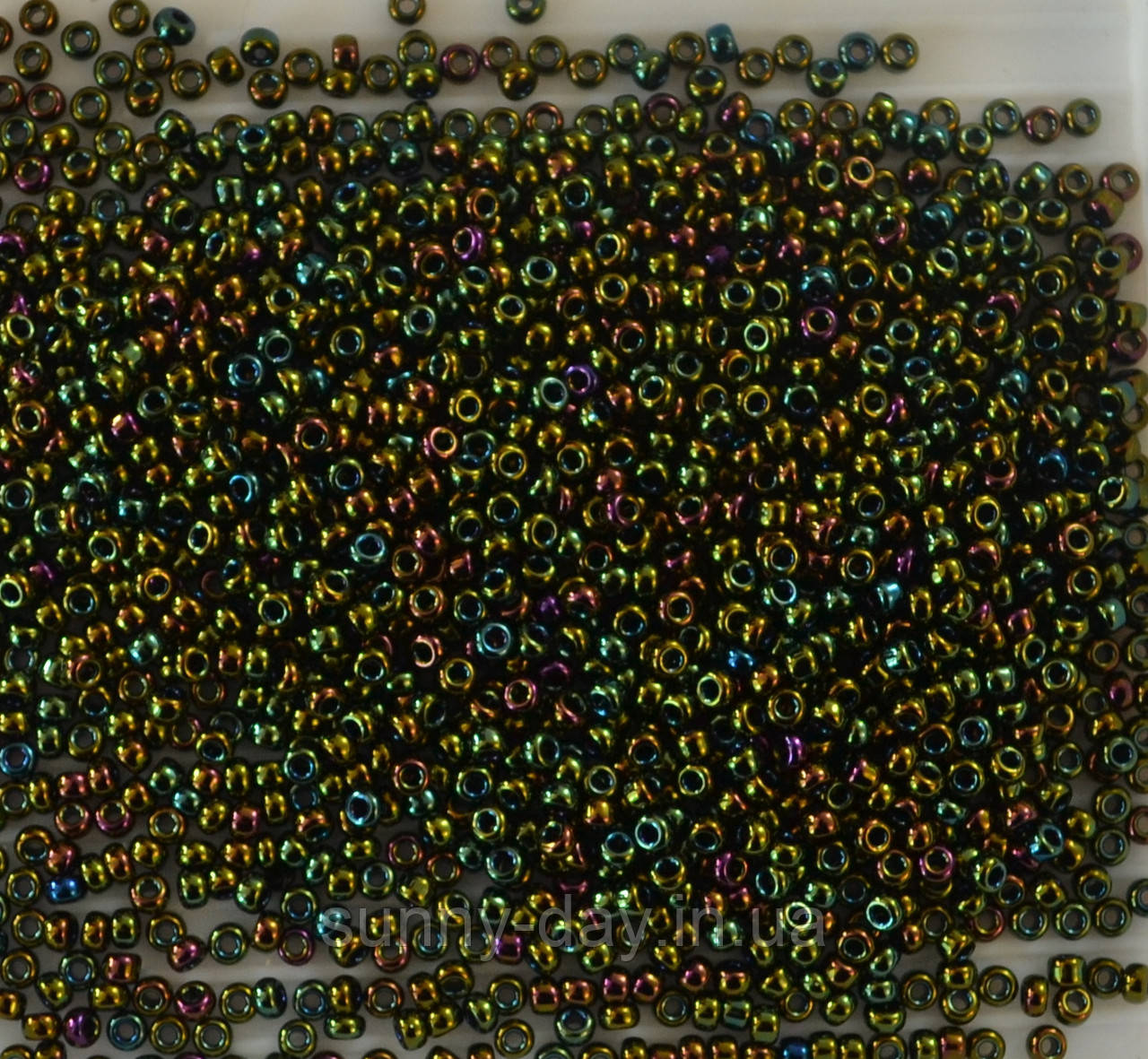 Бісер Miyuki Round Rocailles 11/0 колір - темно зелений іріс металізований, фото 1