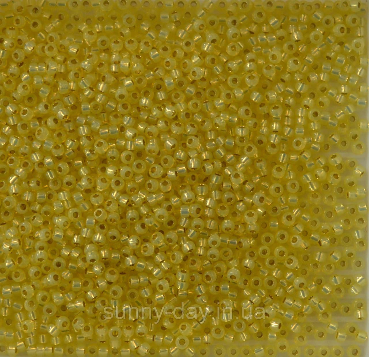 Бісер Miyuki Round Rocailles 11/0 колір - жовтий із сріблястою серединкою, фото 1