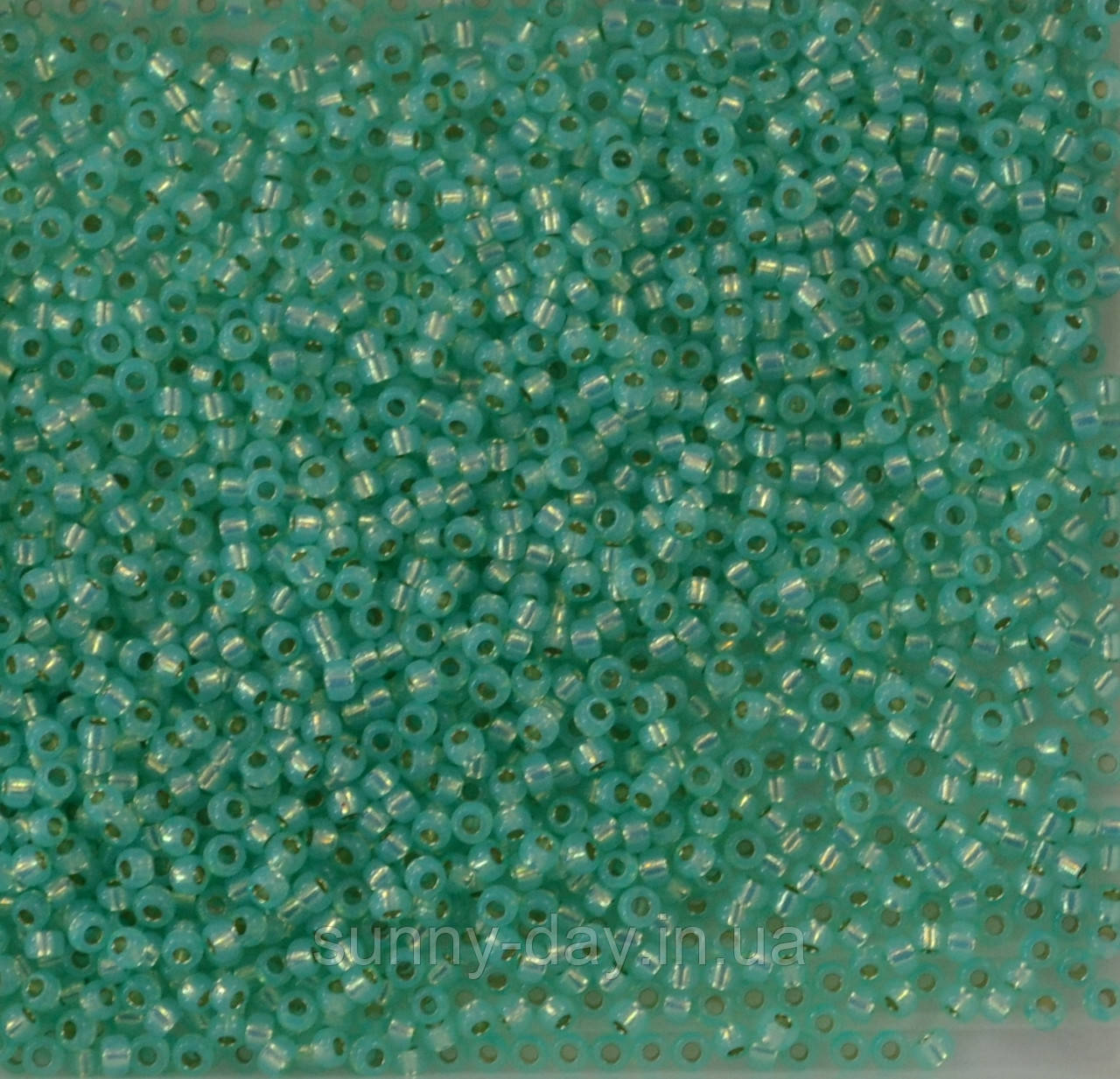 Бісер Miyuki Round Rocailles 11/0 колір - бірюзовий із сріблястою серединкою, фото 1