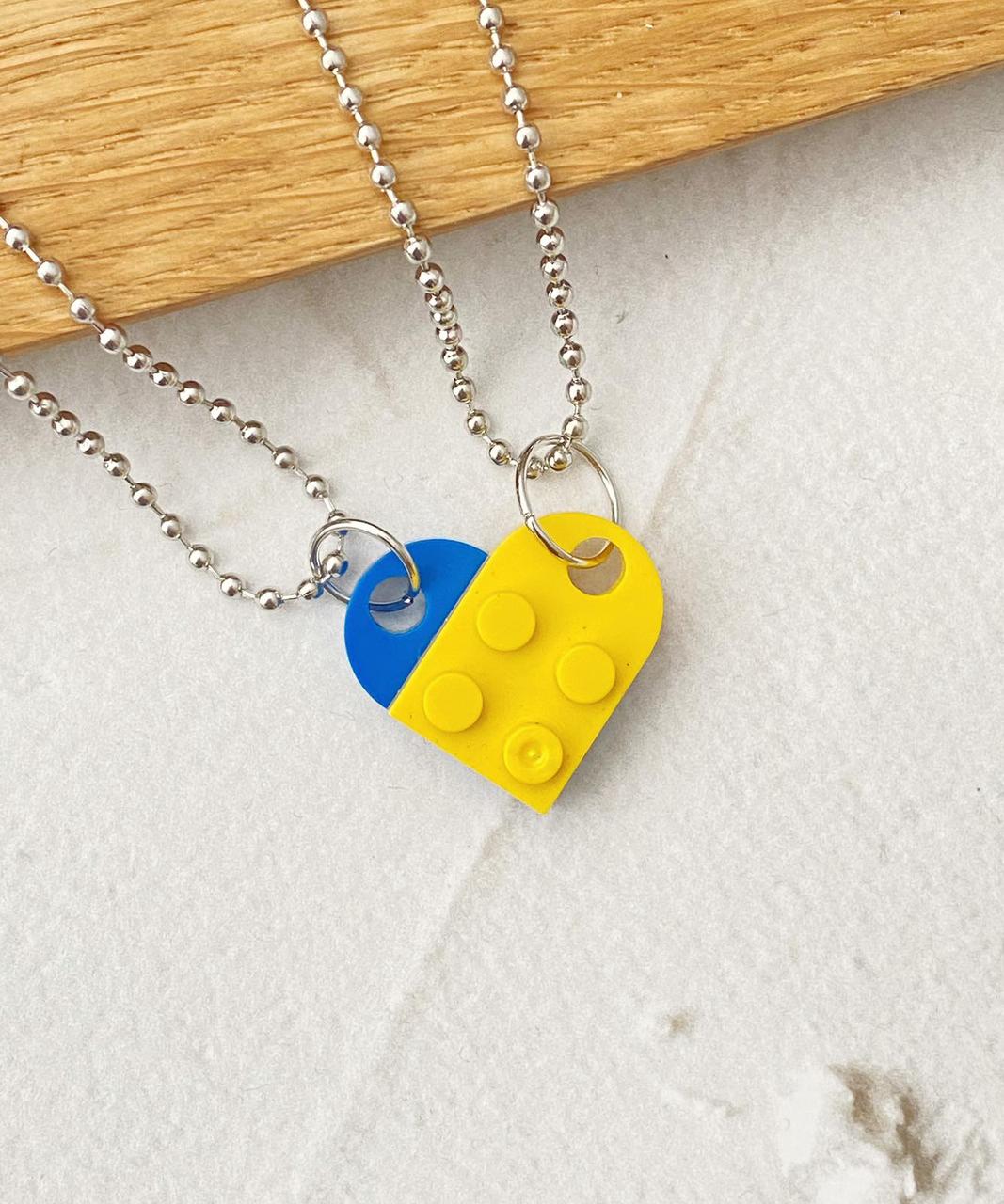 Парні підвіски ЛЕГО Україна,батькові,зижутерія, прикраса на шию,українська символіка,FS-1505