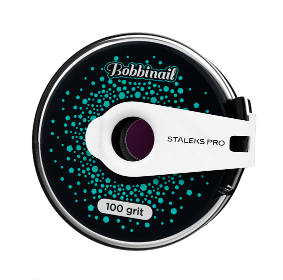 Змінний файл-стрічка в пластиковій котушці Staleks Pro Exclusive для надання довжини та форми, 100 грит, фото 1