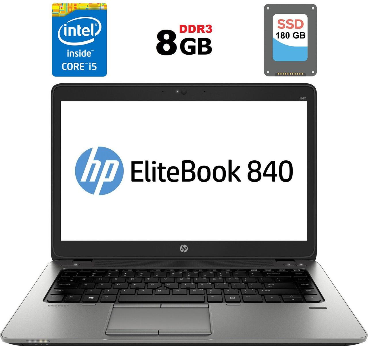 Ультрабук Б-клас HP EliteBook 840 G1/ 14" (1600x900)/ Core i5-4300U/ 8 GB RAM/ 180 GB SSD/ HD 4400
