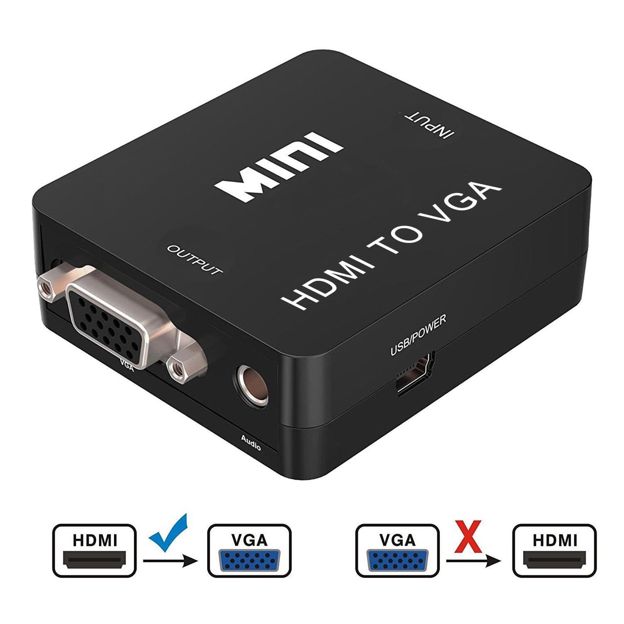 Конвертер HDMI2VGA перехідник з HDMI на VGA + 3.5 Audio Black