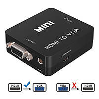 Конвертер HDMI2VGA перехідник з HDMI на VGA + 3.5 Audio Black