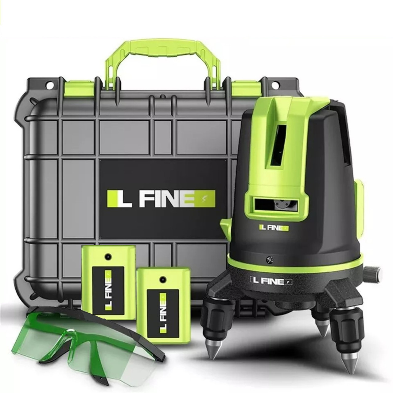 Лазерний рівень нівелір L-fine 5ліній 6 точок зелений промінь, кейс, фото 1