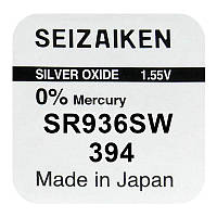 Батарейка часова срібно-цинкова Seiko 394 SR936SW (G9, 380, AG9), 1.55V, блістер