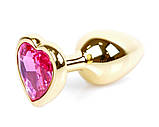 Серія Anal Plug Boss - ювелірні золоті серця Plug Pink S, BS6400035, фото 9
