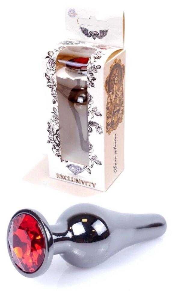 Серія Anal Plug Boss - ювелірна темна срібна задня штепсельна штекер Червона, BS6400055, фото 1