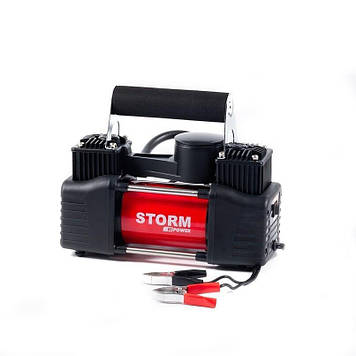 Автомобільний компресор для шин 17 R Storm Bi-Power 2-циліндровий із затискачами АКБ 10 Атм 85 л/хв 360 Вт SPL