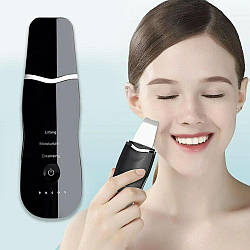 Ультразвуковий скрабер для чищення обличчя та ліфтингу BUCOS Sonic Skin Scrubber S1 Чорний / Апарат для пілінгу