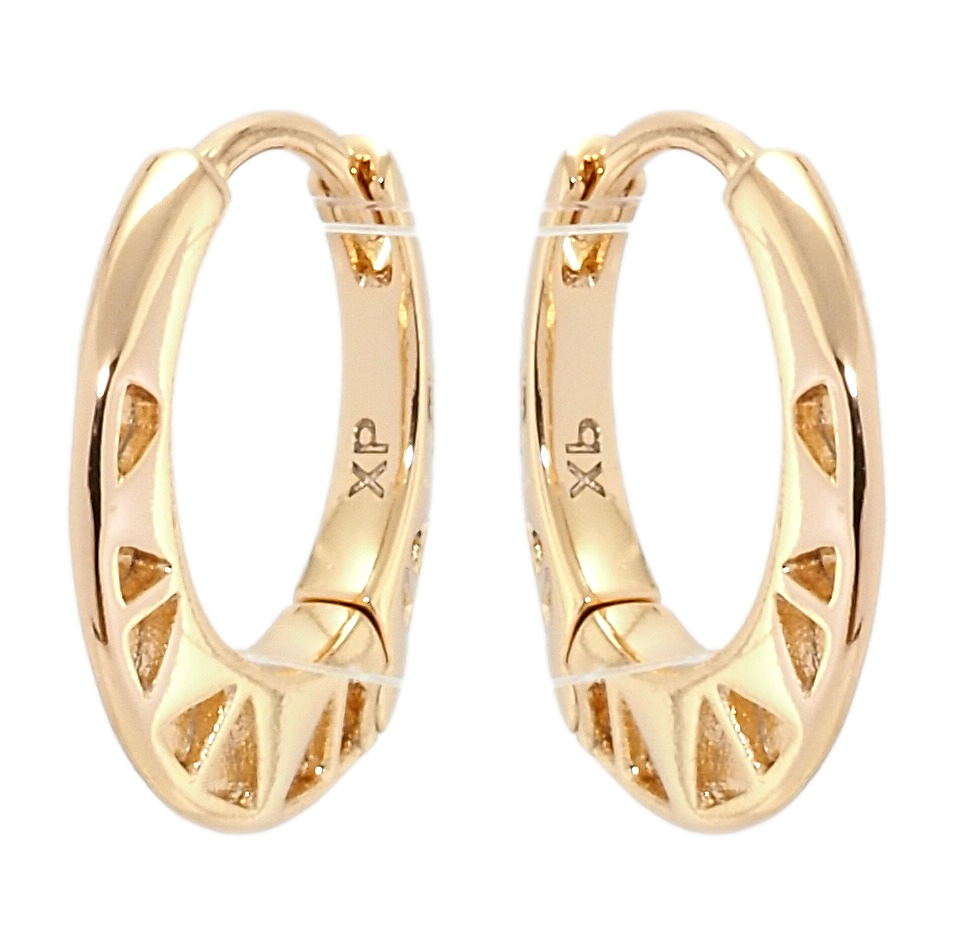 Сережки Xuping Позолота 18K колечка "Бічні різьблені трикутники", фото 1