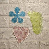 Дитячий протиковзкий силіконовий килимок на присосках у ванну для купання Стопа жовтий 8*10 см, фото 2