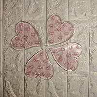 Дитячий нековзний силіконовий міні-килимок на присосках у ванну для купання Серце рожевий 12*10 см