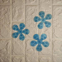 Детский антискользящий силиконовый коврик на присосках в ванную для купания Цветок голубой 10*10 см