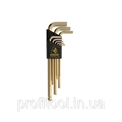 Набір ключів BONDHUS шестигранних 9 шт; 1,5-10,0 мм; серія Goldguard; сферич подовжений, фото 1
