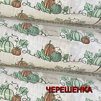 Ткань для постельного белья Фланель (байка) детская FLB1038green (40м) зелёные тыквы на белом