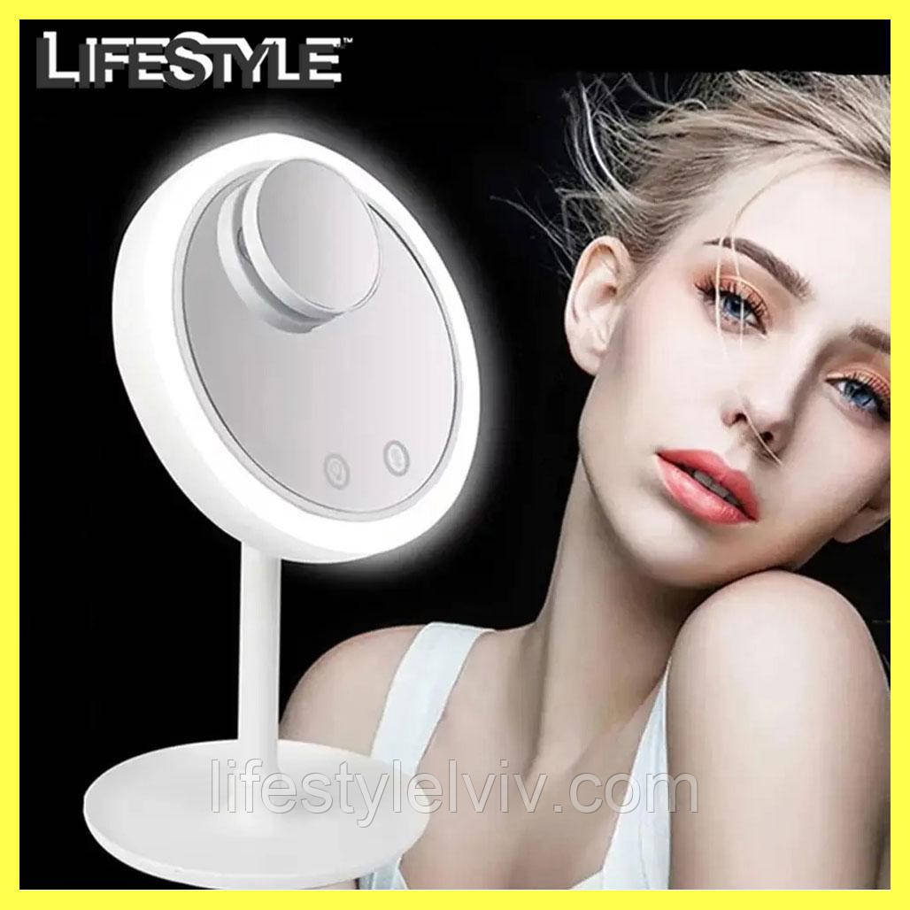 Дзеркало для макіяжу з підсвічуванням і вентилятором Beauty Breeze Mirror / Косметичне настільне дзеркало, фото 1
